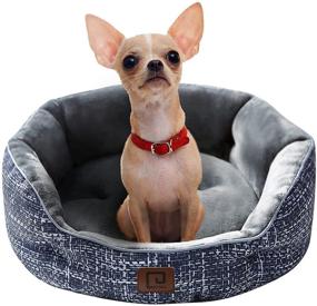 img 3 attached to 🐶 EHEYCIGA 20-Inch Round Flannel Dog Bed: Anti-Slip, Machine Washable & All-Season Comfort for Indoor Small Dogs or Cats