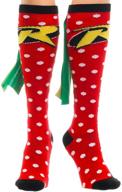 🦇 batman & robin - stylish red knee high socks with wing design - red & green logo