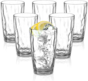 img 3 attached to 🥤 Unbreakable Plastic Drinking Glasses Set of 6 - Shatterproof Cups for Safety & Durability - Reusable Tumblers - Acrylic/Tritan Material - BPA Free - Microwave & Dishwasher Safe (16 Ounces)