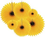 🌻 sunflower themed tissue paper fan decorations for party supplies, classroom, baby shower, wedding, birthday backdrop garland (includes two 24 inch, two 16 inch, two 9.5 inch) logo