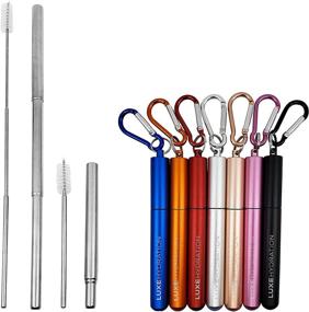 img 2 attached to 🌹 Luxe Hydration Telescopic Metal Straw – Reusable, Portable, Collapsible [Silver] Stainless Steel Drinking Straw for Travel - Rose Gold