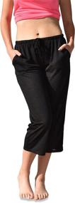 img 1 attached to 👖 Women's 4-Pack of Casual and Relaxed Fit Flowy Capri Lounge Pants with Semi-Sheer Cropped Bermuda Style