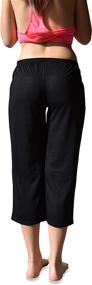 img 2 attached to 👖 Women's 4-Pack of Casual and Relaxed Fit Flowy Capri Lounge Pants with Semi-Sheer Cropped Bermuda Style