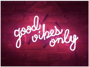 img 1 attached to Realwell Pink Good Vibes Only Neon Sign: Vibrant Wall Decor for Room, Bar, Shop, and Restaurant - Perfect Gift! (14"x 9")