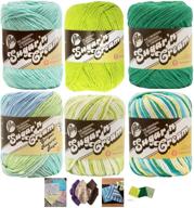 lily sugar'n cream yarn 6-pack: assorted cotton solids and ombres, medium number 4 worsted bundle with 4 patterns (asst 40) logo