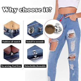 img 1 attached to 👖 TOOVREN Upgraded 8 Sets Button Pins for Jeans No Sew - Adjustable, Removable Pants Button Pins, Perfect Fit Instant Jean Button, Button Clips - Metal Button Adds Pant Waist in Seconds!