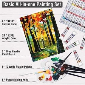 img 3 attached to Falling in Art 26 Tubes Acrylic Paint Set with Canvas, Brushes, Palette - Complete 36-Piece Artist Acrylic Painting Tools Set for Artists, Beginners, Kids