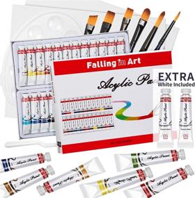 img 4 attached to Falling in Art 26 Tubes Acrylic Paint Set with Canvas, Brushes, Palette - Complete 36-Piece Artist Acrylic Painting Tools Set for Artists, Beginners, Kids