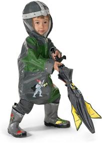 img 1 attached to Kidorable Dragon Knight Grey/Green PU All-Weather Raincoat: Stay 🐉 Dry and Conquer Rainstorms with Fun Knight's Helmet for Boys