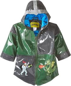 img 2 attached to Kidorable Dragon Knight Grey/Green PU All-Weather Raincoat: Stay 🐉 Dry and Conquer Rainstorms with Fun Knight's Helmet for Boys