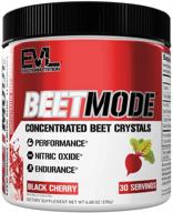 🥤 evlution nutrition beet mode: concentrated beet root crystals for enhanced nitric oxide production, natural circulation and immune support, packed with antioxidants, vegan and non-gmo, ideal for endurance and superfood nutrition (black cherry flavor, 30 servings) logo
