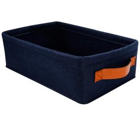 img 4 attached to Navy Blue Collapsible Storage Baskets for Closet, Bathroom, and Shelves - Small Decorative Bins for Towels, Toys, and More