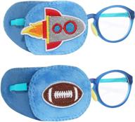 👁️ fun astropic eye patches: cover either eye for kids glasses (rocket & football) - 2pcs logo