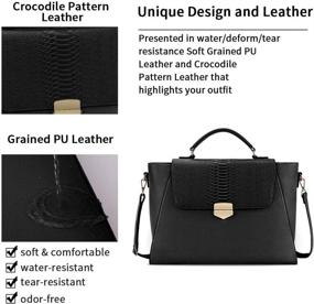 img 1 attached to 15.6-inch Laptop Bag for Women – Stylish Briefcase Work Tote with Shoulder Strap, Padded Compartment for Tablet Notebook Ultrabook – Professional Business Messenger Bag in Black