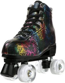 img 1 attached to 🎉 YYW High-top Roller Skates: Adjustable Double Row Skates for Indoor and Outdoor Use