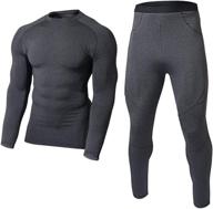 🔥 takiya men's thermal underwear set: keep warm in soft winter long john base layer – fleece lined top & bottom logo