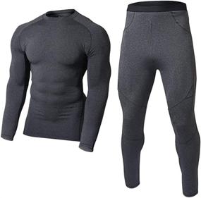 img 4 attached to 🔥 TAKIYA Men's Thermal Underwear Set: Keep Warm in Soft Winter Long John Base Layer – Fleece Lined Top & Bottom