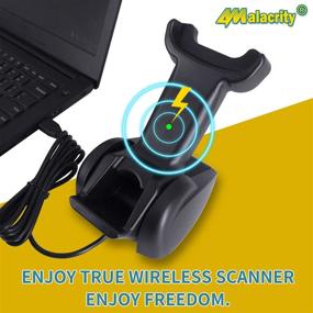 img 2 attached to 🔍 Alacrity 2021 Enhanced 2D Industrial Barcode Scanner: Wireless Charging Stand, 1968 Feet Transmission Range, 433Mhz Wireless & Bluetooth 2in1 Barcode Reader, Shockproof Dustproof, Hands-Free