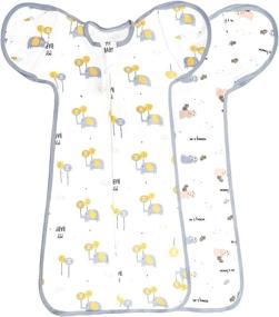 img 4 attached to 🐶 NAFFIC 2 Pack Transitional Swaddle Sack: Arms Up, Arms In/Out Baby Transition Swaddle Sack, Pure Cotton – Tiny Elephants & Tiny Dogs