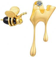 🐝 lotus fun unique handmade jewelry: s925 sterling silver bee and dripping honey asymmetric stud earrings for women and girls - enhance your style! logo