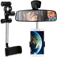 🚗 black universal car rearview mirror mount phone holder - 360° rotating car phone mount for 4-6.1 inch mobile phones with gps support logo
