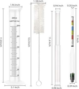 img 1 attached to Набор гидрометра и пробирки: идеально подходит для тестирования вина, пива и комбучи - Включает 250-мл пластиковый цилиндр, щетку для чистки и сумку для хранения Gradus укрепления алкоголя (ABV).