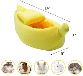 img 2 attached to 🍌 Warm Small Animal Bed: Hollypet Dutch Pig Hamster Cotton Nest Hedgehog Rat Chinchilla Guinea Habitat Mini House - Yellow Banana Design