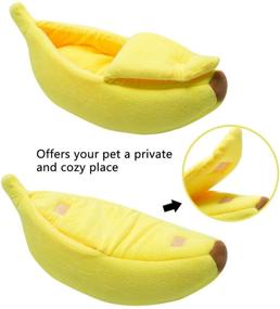 img 1 attached to 🍌 Warm Small Animal Bed: Hollypet Dutch Pig Hamster Cotton Nest Hedgehog Rat Chinchilla Guinea Habitat Mini House - Yellow Banana Design