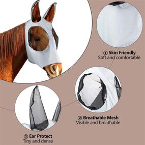 img 2 attached to 🐴 Geyoga Horse Fly Mask Cover with Ears - Eye Protection and Comfort Grip - Soft Mesh Horse Mask for Dust Protection and No-See-ums