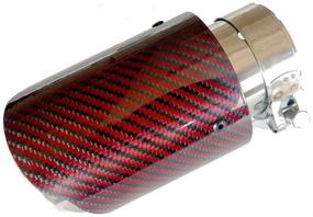 img 4 attached to 🔴 SORMOR Red Twill Carbon Fiber Muffler Pipes Exhaust Tips: Mirror Polished Stainless Steel - Inlet 63mm, Outlet 101mm