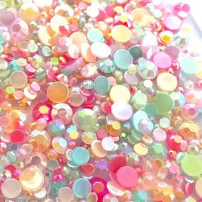 img 3 attached to GreatDeal68: Assorted AB Jelly Rhinestone Flatback Decor Nail Art Set - 200pcs, Mixed Color & Size 3-6mm with Samples