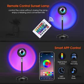 img 2 attached to Sunset Lamp Projection: 16 Color Sunset Light with Remote Control and App, 180 Degree Rotation Rainbow Night Light for Bedroom, Photography & Live Broadcast Party