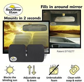 img 3 attached to 🌞 Universal Clip On SunStop Sun Visor for Car Mirrors – Windshield Sun Glare Car Visor – Sun Visor Extender Sun Blocker for Car Mirrors – Automotive Sun Protection Visor in Charcoal