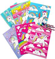 🦄 unicorn coloring books for kids - 12 coloring books & 48 crayons combo, party favors, supplies, prizes логотип