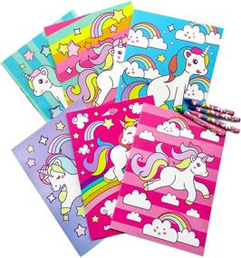 img 4 attached to 🦄 Unicorn Coloring Books for Kids - 12 Coloring Books & 48 Crayons Combo, Party Favors, Supplies, Prizes