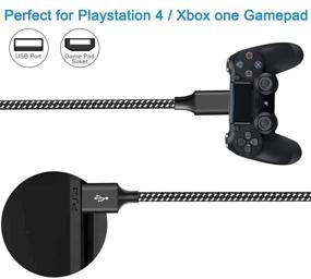 img 2 attached to 🎮 3-Pack 6FT PS4 Controller Charger Cable for Xbox One/Dualshock 4, PS4 Charging Cord - Nylon Braided Micro USB Data Sync Cable for Xbox One S/X, Playstation 4 - Slim/Pro Compatible - Charge & Play Wire
