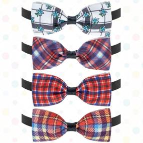 img 2 attached to 🐶 Plaid Dog Bow Ties Collar - 12 Pack Adjustable Cat Bowties - Pet Bowties Collar for Small-Medium Dogs, Puppies, and Cats