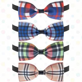 img 1 attached to 🐶 Plaid Dog Bow Ties Collar - 12 Pack Adjustable Cat Bowties - Pet Bowties Collar for Small-Medium Dogs, Puppies, and Cats