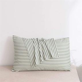 img 3 attached to JELLYMONI 100% Natural Cotton Striped Pillowcase Set - 2 Pack White and Green Patterned Covers with Envelope Closure (Pillows Not Included)