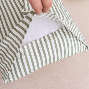 img 2 attached to JELLYMONI 100% Natural Cotton Striped Pillowcase Set - 2 Pack White and Green Patterned Covers with Envelope Closure (Pillows Not Included)