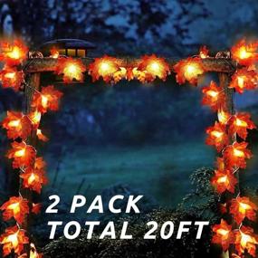 img 3 attached to 🍁 YEGUO Thanksgiving Decorations Lighted Fall Garland - 2 Pack Maple Leaves String Lights, Battery Operated, 20 Ft Total Length with 40 LED Fall Lights - Ideal for Indoor and Outdoor Holiday, Autumn, Home, Party, and Halloween Decor