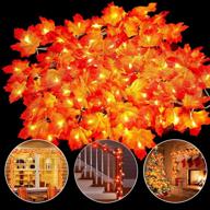 🍁 yeguo thanksgiving decorations lighted fall garland - 2 pack maple leaves string lights, battery operated, 20 ft total length with 40 led fall lights - ideal for indoor and outdoor holiday, autumn, home, party, and halloween decor логотип