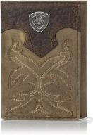 👔 embroidered brown tri-fold men's accessories by ariat for men logo