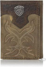 img 4 attached to 👔 Embroidered Brown Tri-Fold Men's Accessories by Ariat for Men