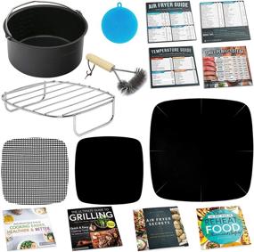 img 4 attached to Premium Air Fryer Accessories Set for Costzon, Cosori, Chefman, Dash, Maxi-Matic, NuWave, Philips, Secura, Enklov, Comfee +More: Airfryer Rack, Cake Pan & Cooking Guides