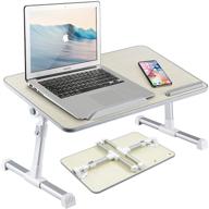 🛏️ gray adjustable laptop desk for bed: portable stand with foldable legs – height adjustable lap desk for home work, writing, eating – ideal for sofa, floor – folding tray stand for computers logo