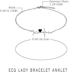 img 3 attached to 🩺 Cupimatch Nurse ECG Bracelet - Heartbeat Cardiogram Love Heart Link Charm Chain - Adjustable Anklet, 10.5 inch