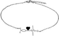 🩺 cupimatch nurse ecg bracelet - heartbeat cardiogram love heart link charm chain - adjustable anklet, 10.5 inch logo