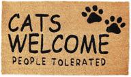 premium cats welcome people tolerated welcome mat - natural coir doormat (30 x 17 in) logo