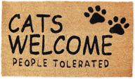 premium cats welcome people tolerated welcome mat - natural coir doormat (30 x 17 in) логотип